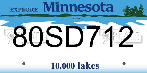 80SD712 Minnesota License Plate