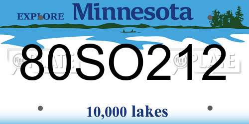 80SO212 Minnesota License Plate