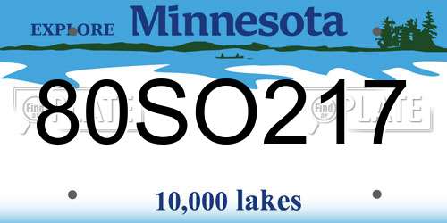 80SO217 Minnesota License Plate