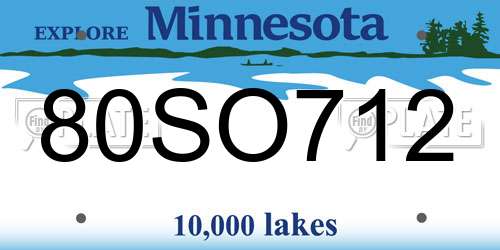 80SO712 Minnesota License Plate