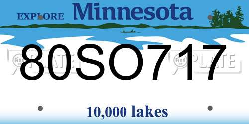 80SO717 Minnesota License Plate
