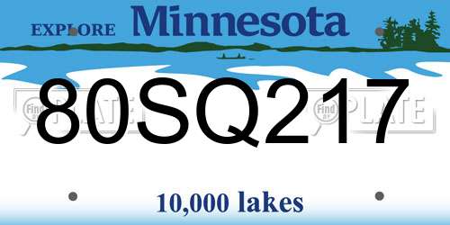 80SQ217 Minnesota License Plate