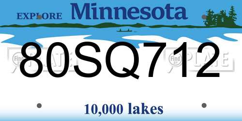 80SQ712 Minnesota License Plate