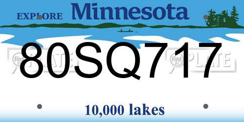 80SQ717 Minnesota License Plate
