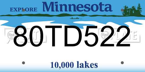 80TD522 Minnesota License Plate