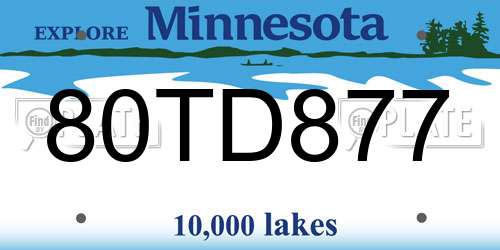 80TD877 Minnesota License Plate