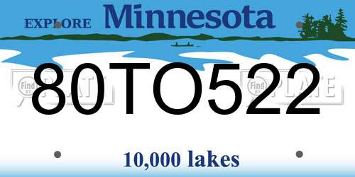 80TO522 Minnesota License Plate