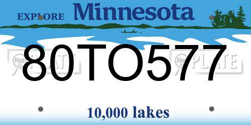 80TO577 Minnesota License Plate
