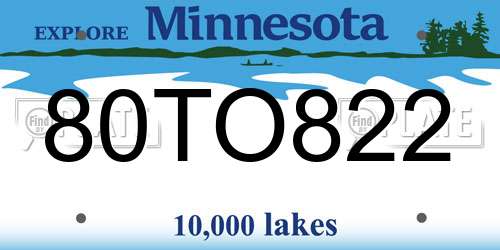 80TO822 Minnesota License Plate