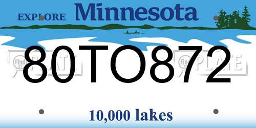 80TO872 Minnesota License Plate