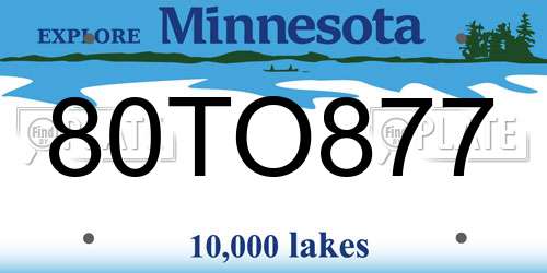 80TO877 Minnesota License Plate