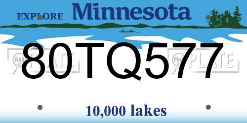 80TQ577 Minnesota License Plate