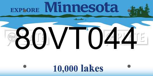 80VT044 Minnesota License Plate