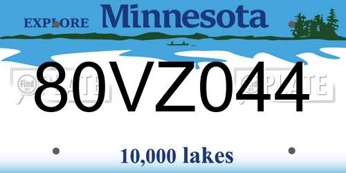 80VZ044 Minnesota License Plate