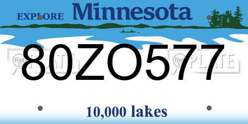 80ZO577 Minnesota License Plate