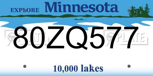 80ZQ577 Minnesota License Plate