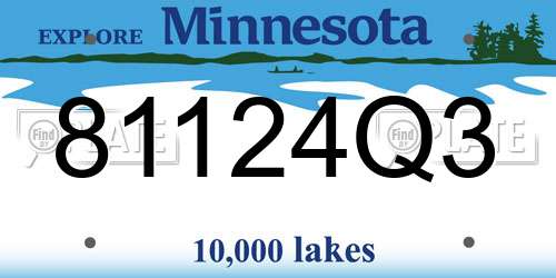 81124Q3 Minnesota License Plate
