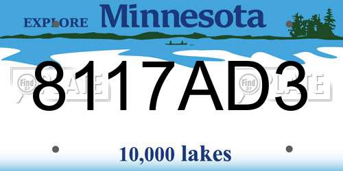 8117AD3 Minnesota License Plate