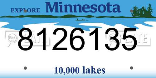 8126135 Minnesota License Plate