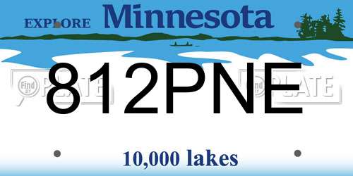812PNE Minnesota License Plate