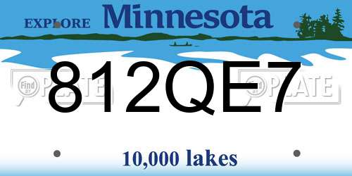 812QE7 Minnesota License Plate