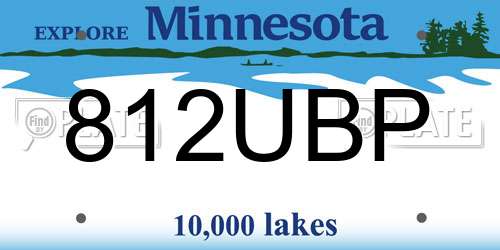 812UBP Minnesota License Plate