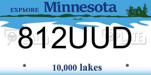 812UUD Minnesota License Plate