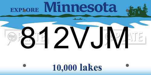 812VJM Minnesota License Plate