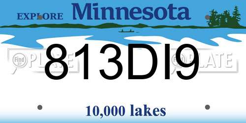 813DI9 Minnesota License Plate