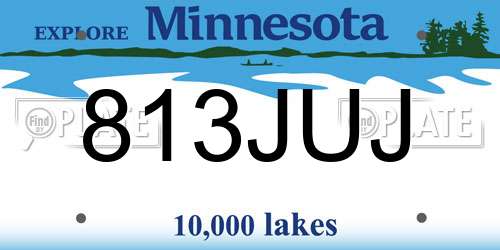 813JUJ Minnesota License Plate