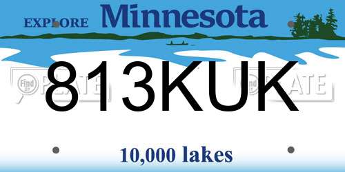 813KUK Minnesota License Plate