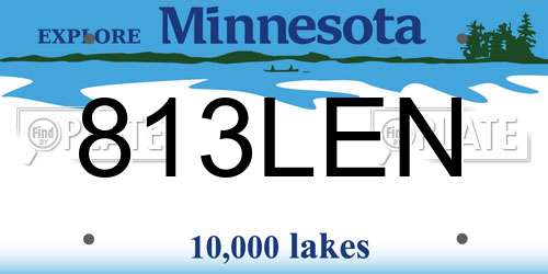 813LEN Minnesota License Plate