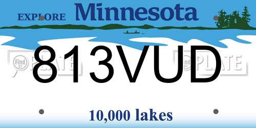 813VUD Minnesota License Plate