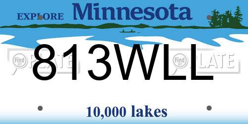 813WLL Minnesota License Plate