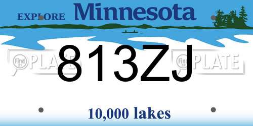 813ZJ Minnesota License Plate