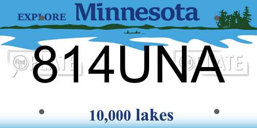 814UNA Minnesota License Plate