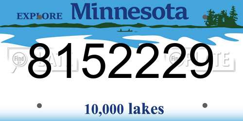 8152229 Minnesota License Plate
