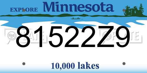 81522Z9 Minnesota License Plate