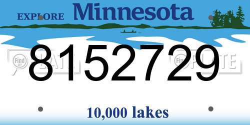 8152729 Minnesota License Plate
