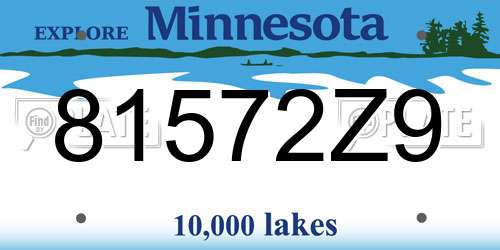 81572Z9 Minnesota License Plate