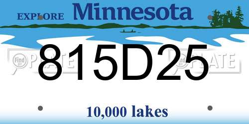 815D25 Minnesota License Plate