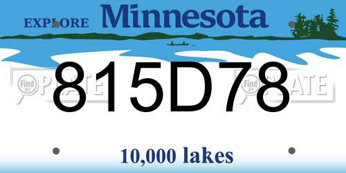 815D78 Minnesota License Plate