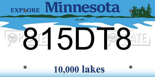 815DT8 Minnesota License Plate