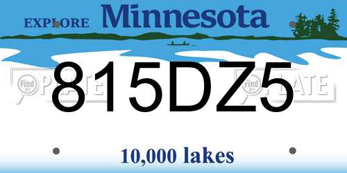 815DZ5 Minnesota License Plate