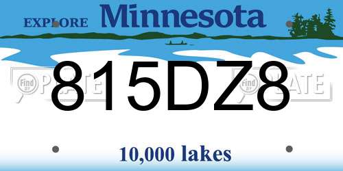 815DZ8 Minnesota License Plate