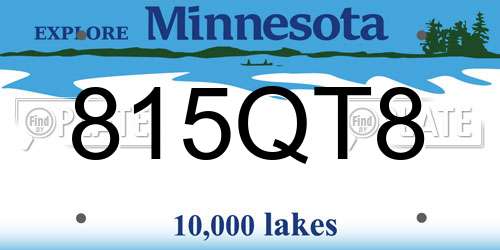 815QT8 Minnesota License Plate