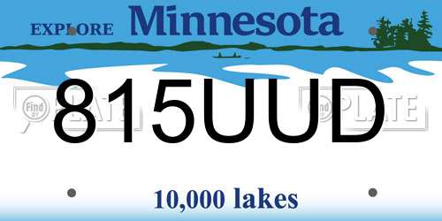 815UUD Minnesota License Plate