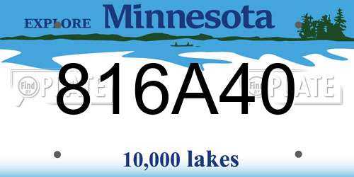 816A40 Minnesota License Plate