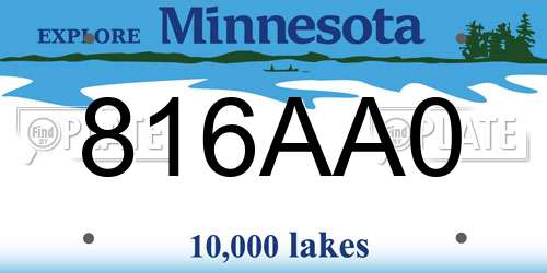 816AA0 Minnesota License Plate