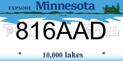 816AAD Minnesota License Plate